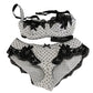 Dolce & Gabbana Elegant White & Black Lace Silk Lingerie Set