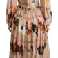 Dolce & Gabbana Elegant Sheath Midi Rooster Print Dress