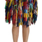 Dolce & Gabbana Chic Multicolor Lambskin Knee-Length Skirt