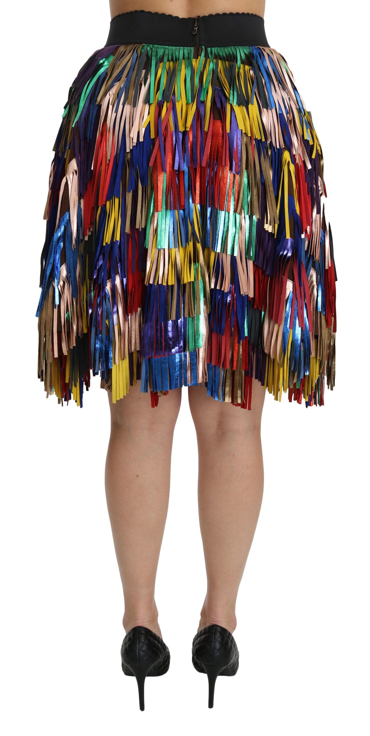 Dolce & Gabbana Chic Multicolor Lambskin Knee-Length Skirt