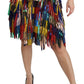 Dolce & Gabbana Chic Multicolor Lambskin Knee-Length Skirt