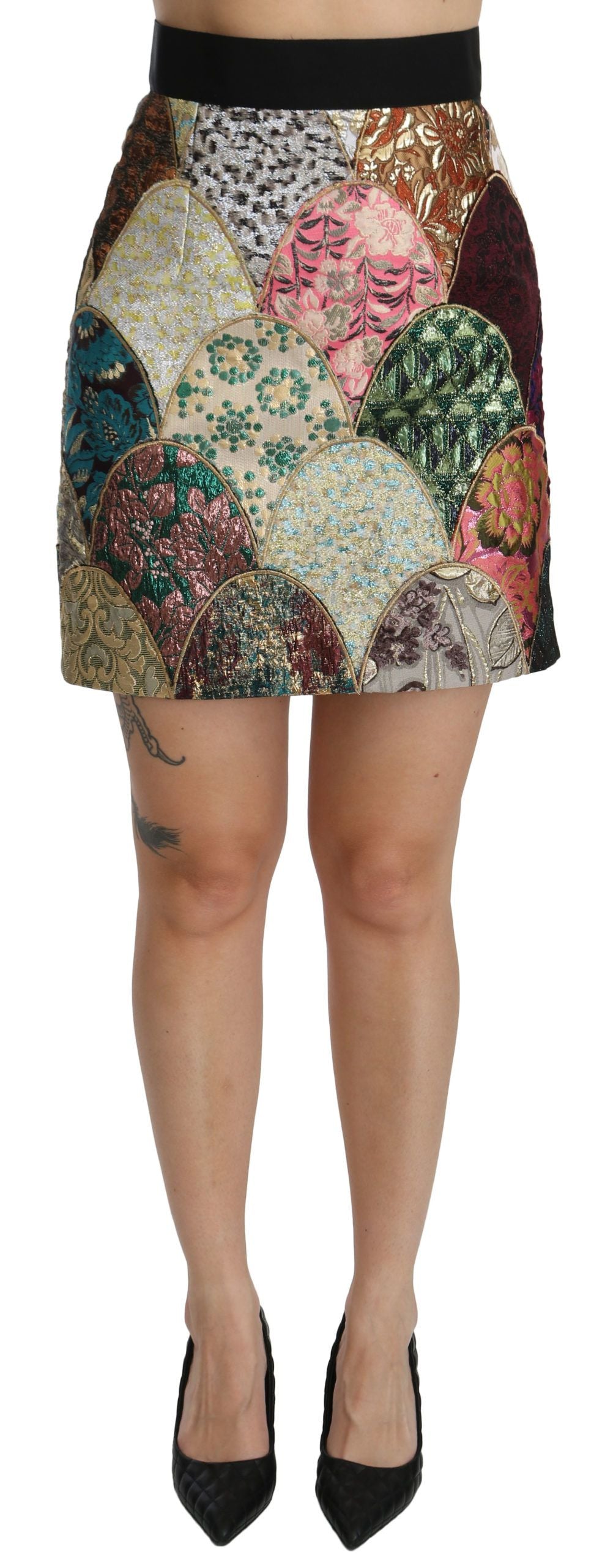 Dolce & Gabbana Vibrant Floral Jacquard Designer Skirt