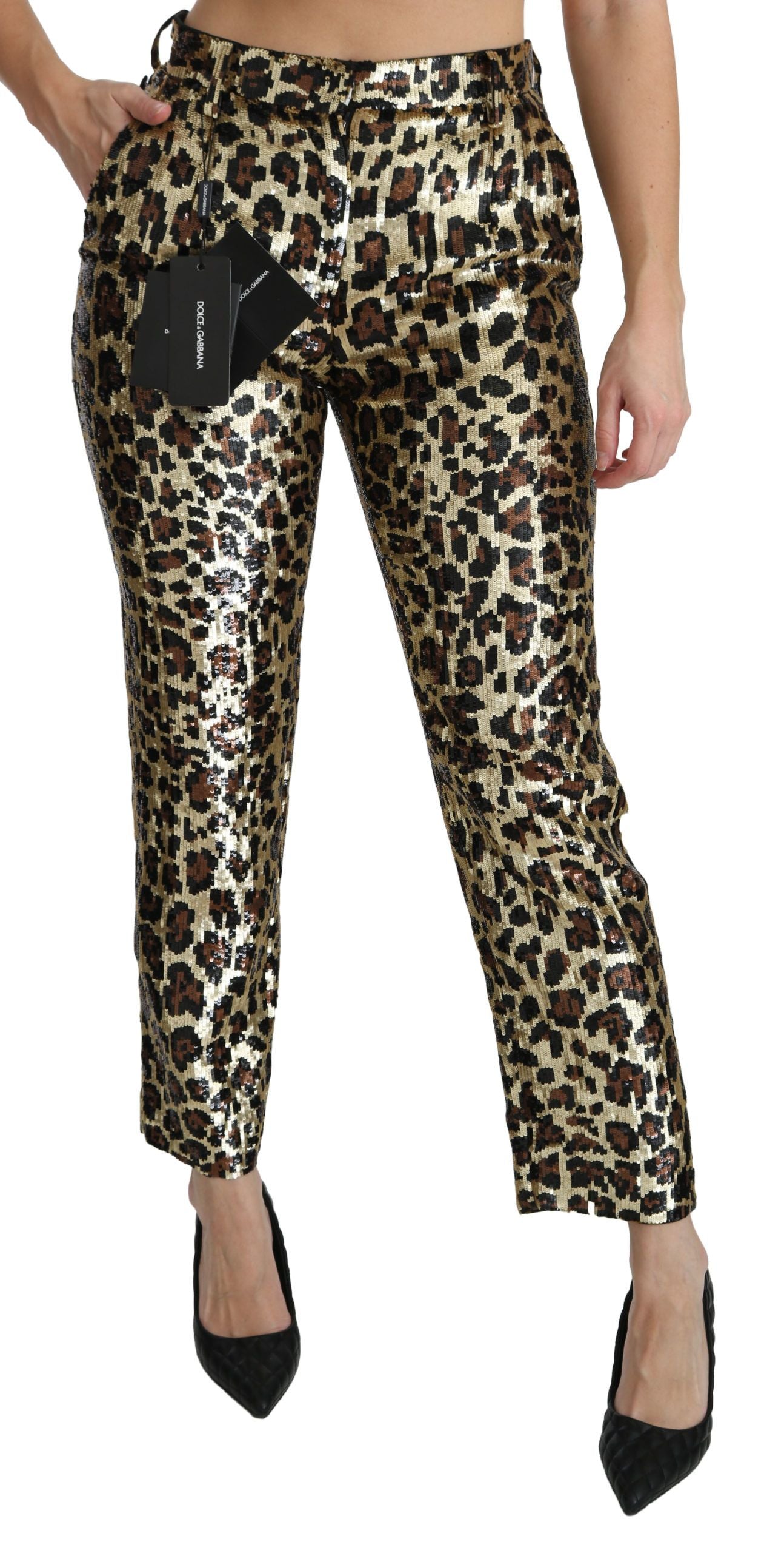 Dolce & Gabbana Chic High Waist Leopard Sequin Pants