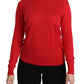 Dolce & Gabbana Elegant Red Silk Crew Neck Sweater