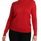 Dolce & Gabbana Elegant Red Silk Crew Neck Sweater