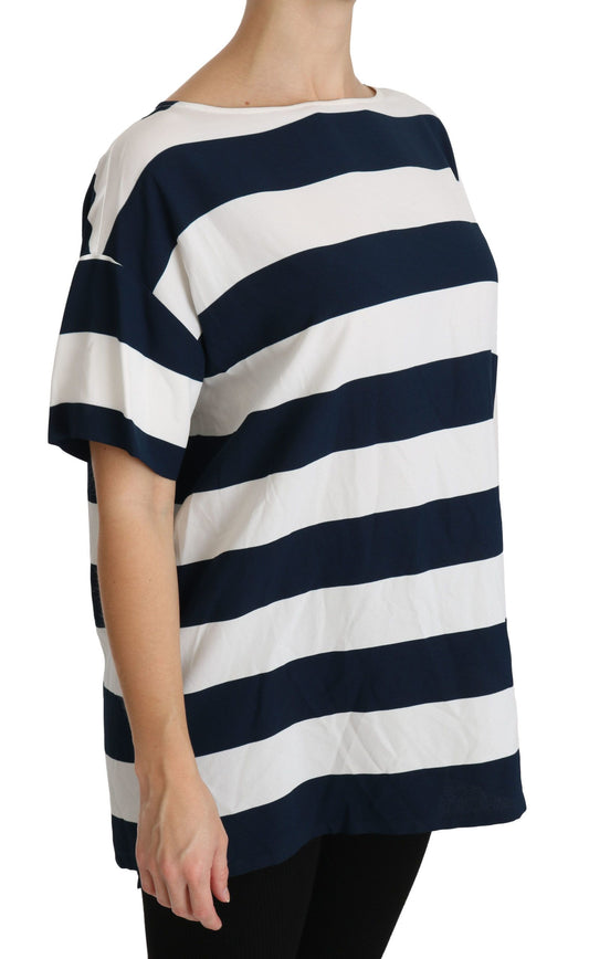 Dolce & Gabbana Elegant Striped Viscose Boat Neck Top