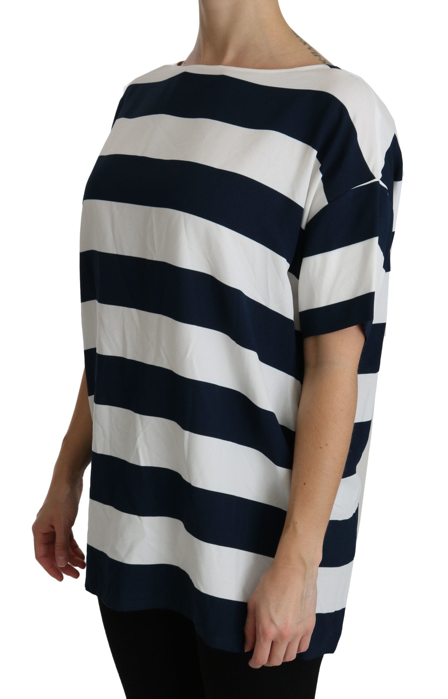 Dolce & Gabbana Elegant Striped Viscose Boat Neck Top