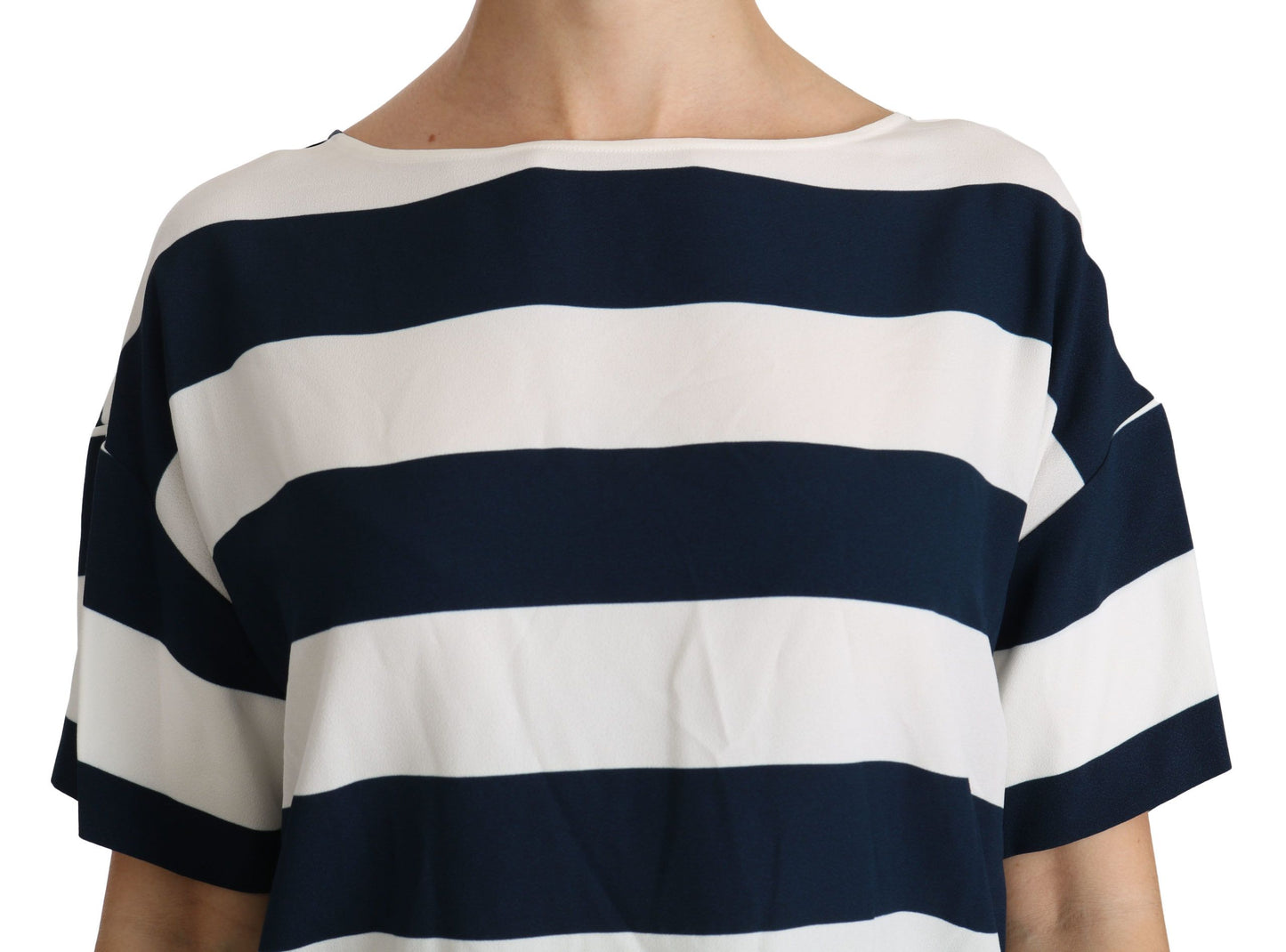 Dolce & Gabbana Elegant Striped Viscose Boat Neck Top