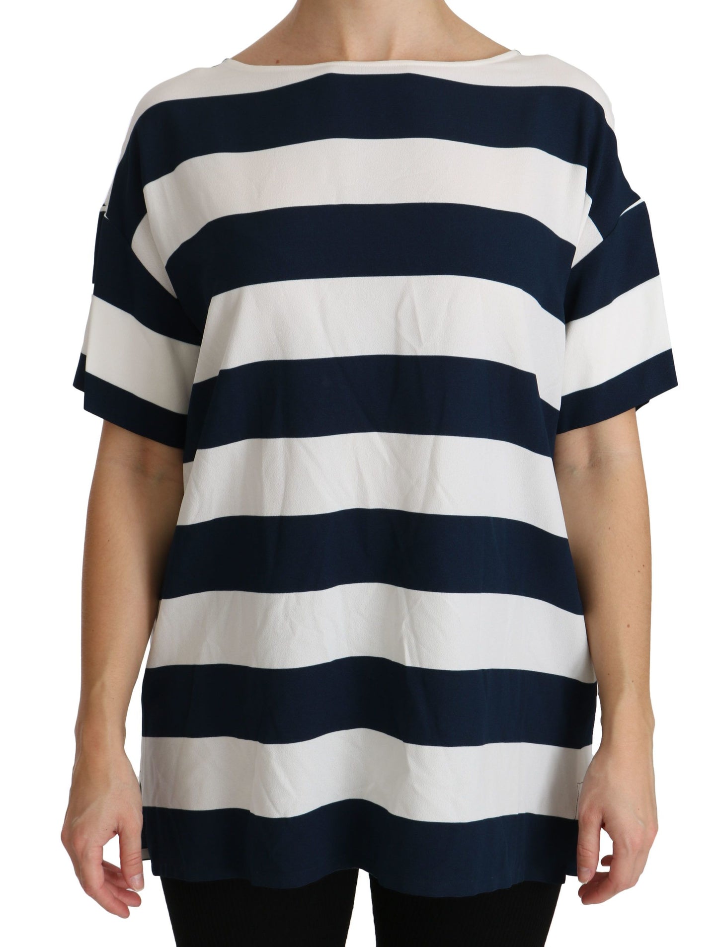 Dolce & Gabbana Elegant Striped Viscose Boat Neck Top