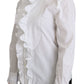 Dolce & Gabbana Elegant White Cotton Long Sleeve Ruffle Top