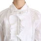 Dolce & Gabbana Elegant White Cotton Long Sleeve Ruffle Top