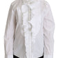 Dolce & Gabbana Elegant White Cotton Long Sleeve Ruffle Top