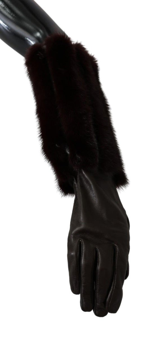 Dolce & Gabbana Chic Mid Arm Brown Leather Gloves