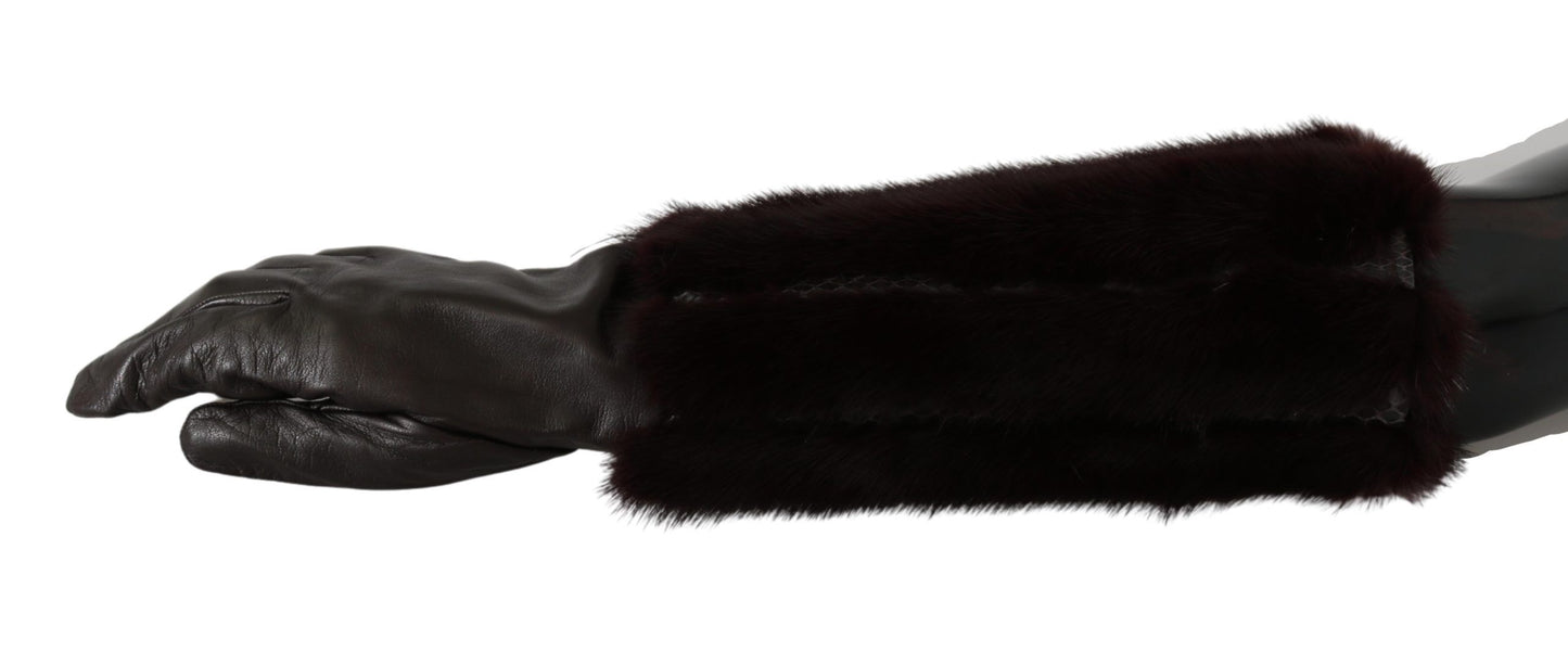 Dolce & Gabbana Chic Mid Arm Brown Leather Gloves