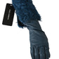 Dolce & Gabbana Elegant Blue Leather Gloves