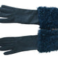 Dolce & Gabbana Elegant Blue Leather Gloves