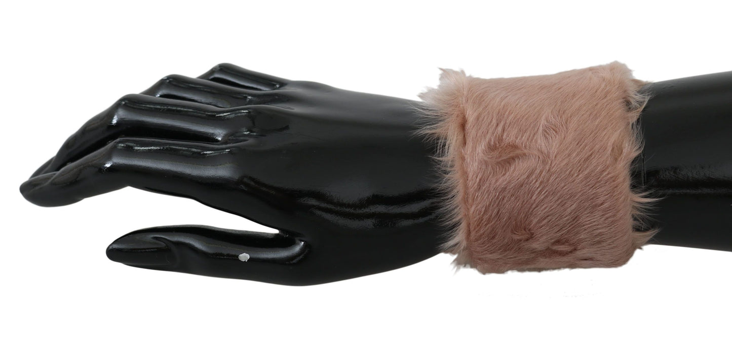 Dolce & Gabbana Elegant Beige Fur Cuff Bracelet