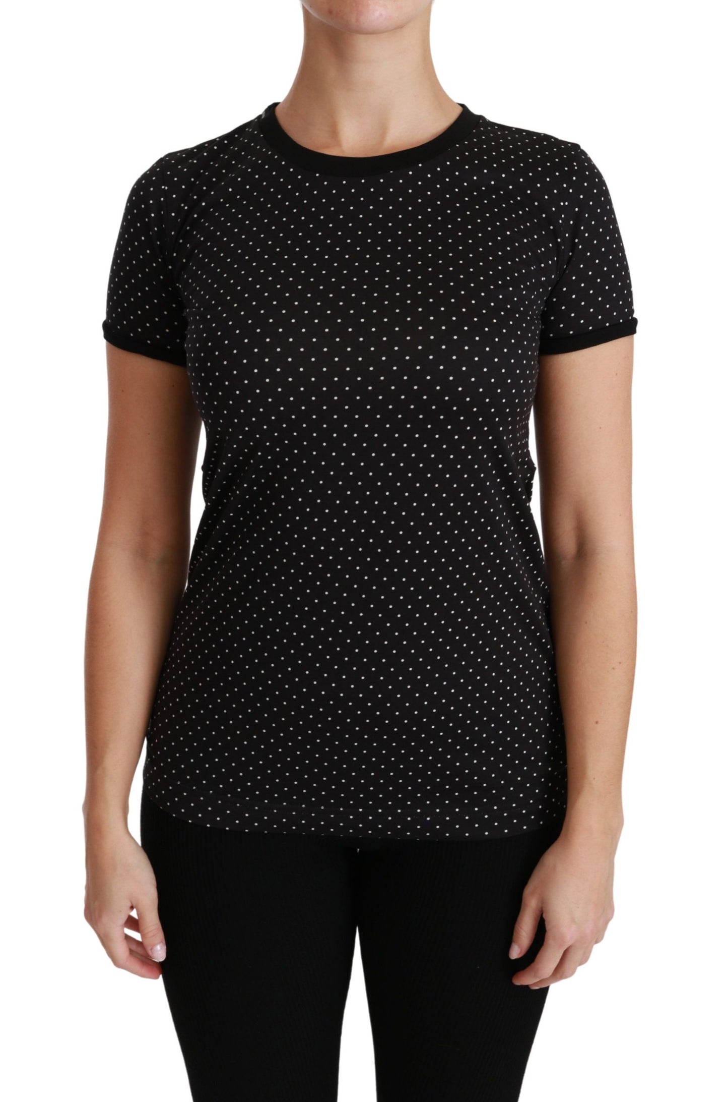 Dolce & Gabbana Elegant Black Dotted Cotton Dolce Top