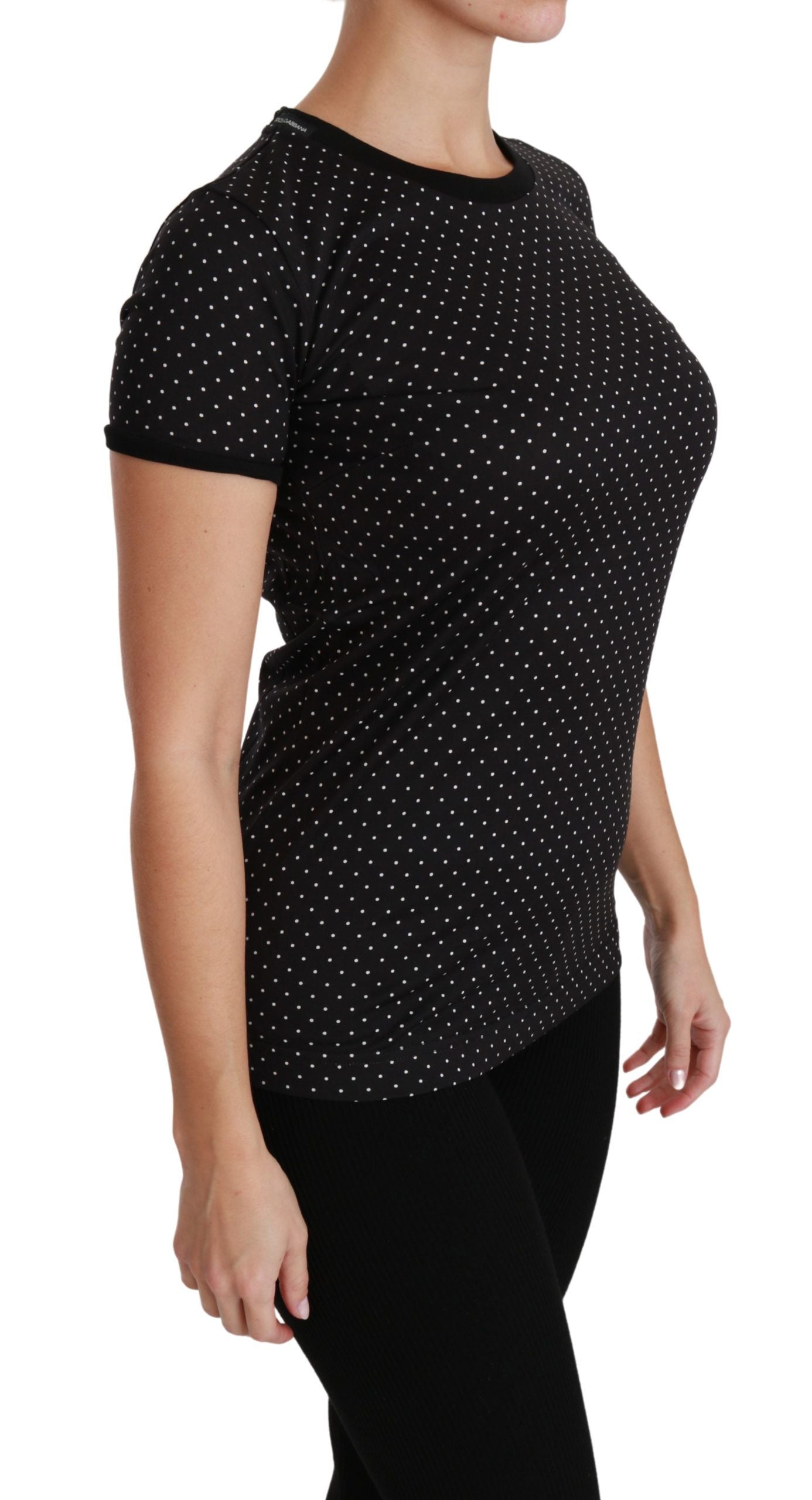 Dolce & Gabbana Elegant Black Dotted Cotton Dolce Top