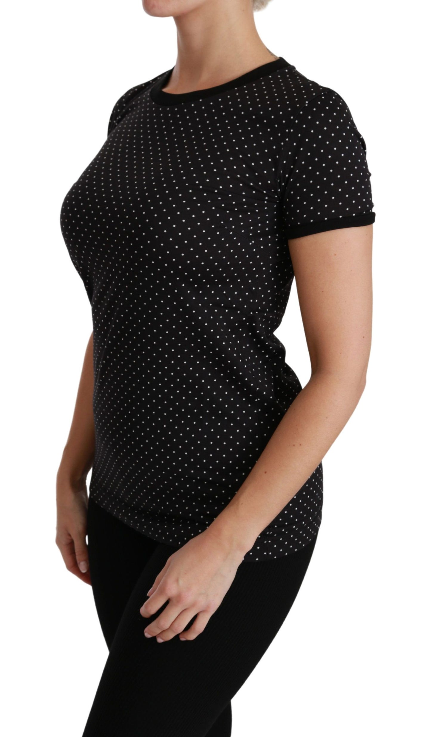 Dolce & Gabbana Elegant Black Dotted Cotton Dolce Top