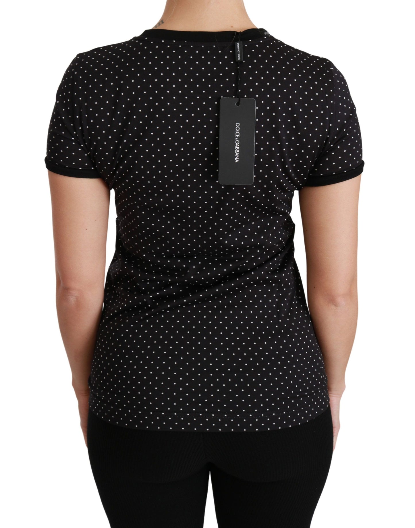 Dolce & Gabbana Elegant Black Dotted Cotton Dolce Top