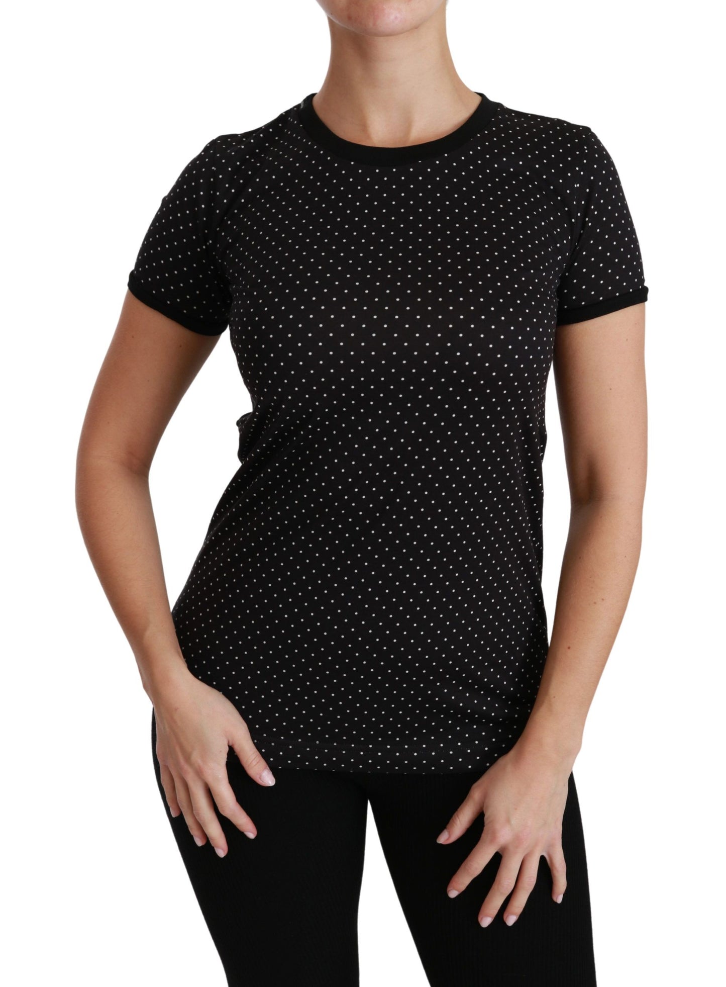 Dolce & Gabbana Elegant Black Dotted Cotton Dolce Top