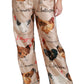 Dolce & Gabbana Chic Hen Chicken Print Silk Pants