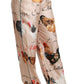 Dolce & Gabbana Chic Hen Chicken Print Silk Pants