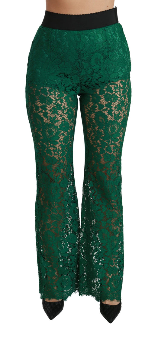 Dolce & Gabbana Elegant Green Lace Detailed Pants