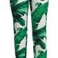 Dolce & Gabbana Elegant Green Brocade Pants with Banana Leaf Print