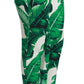 Dolce & Gabbana Elegant Green Brocade Pants with Banana Leaf Print