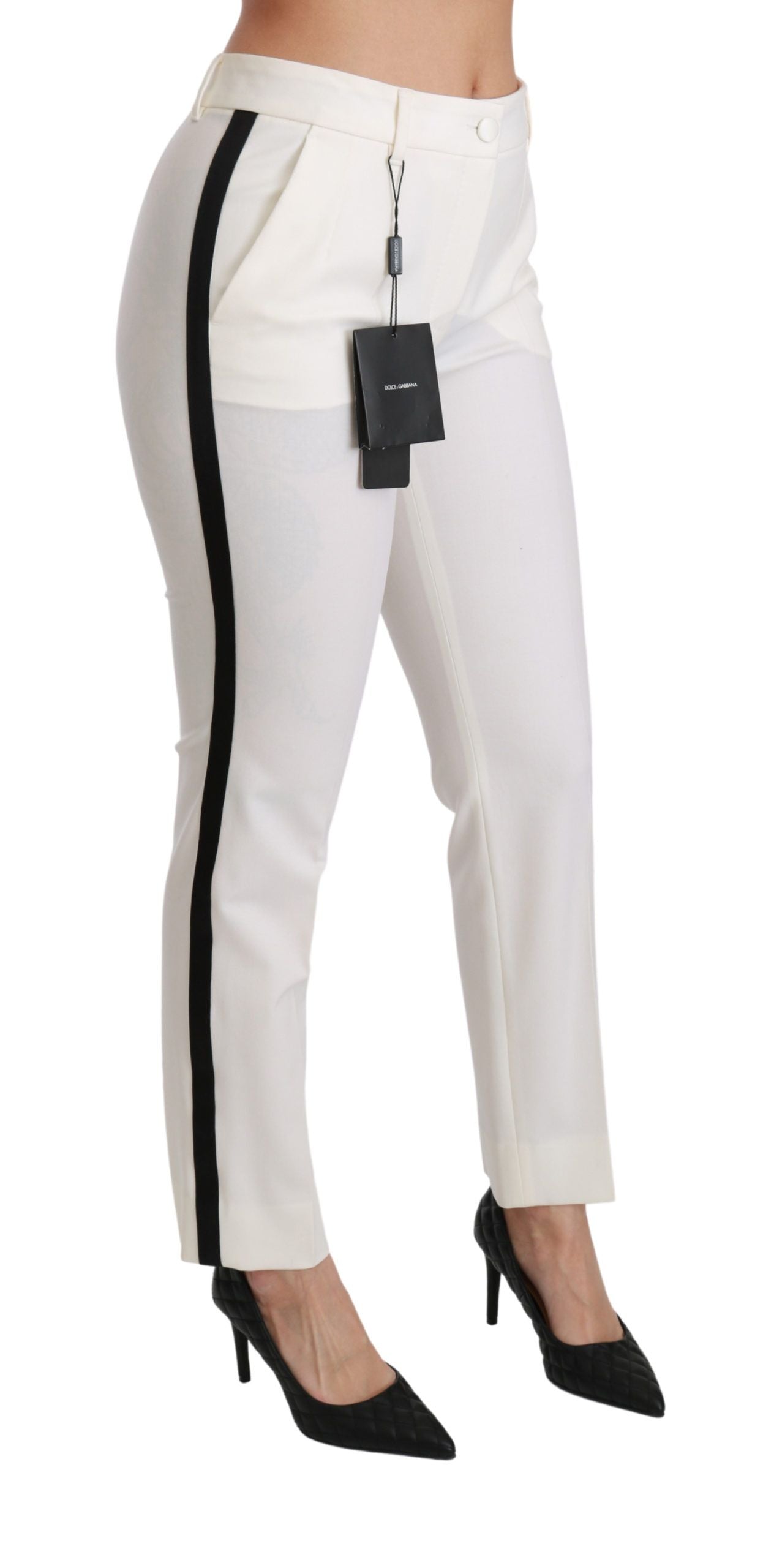 Dolce & Gabbana White High Waist Skinny Luxury Pants