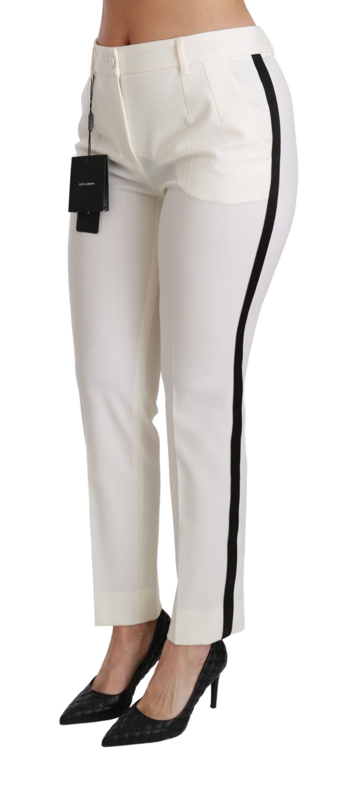 Dolce & Gabbana White High Waist Skinny Luxury Pants