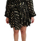 Dolce & Gabbana Elegant Black Gold Polka Mini Dress