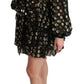 Dolce & Gabbana Elegant Black Gold Polka Mini Dress