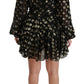 Dolce & Gabbana Elegant Black Gold Polka Mini Dress