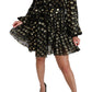 Dolce & Gabbana Elegant Black Gold Polka Mini Dress