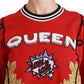 Dolce & Gabbana Radiant Red Sequined Crew Neck Sweater