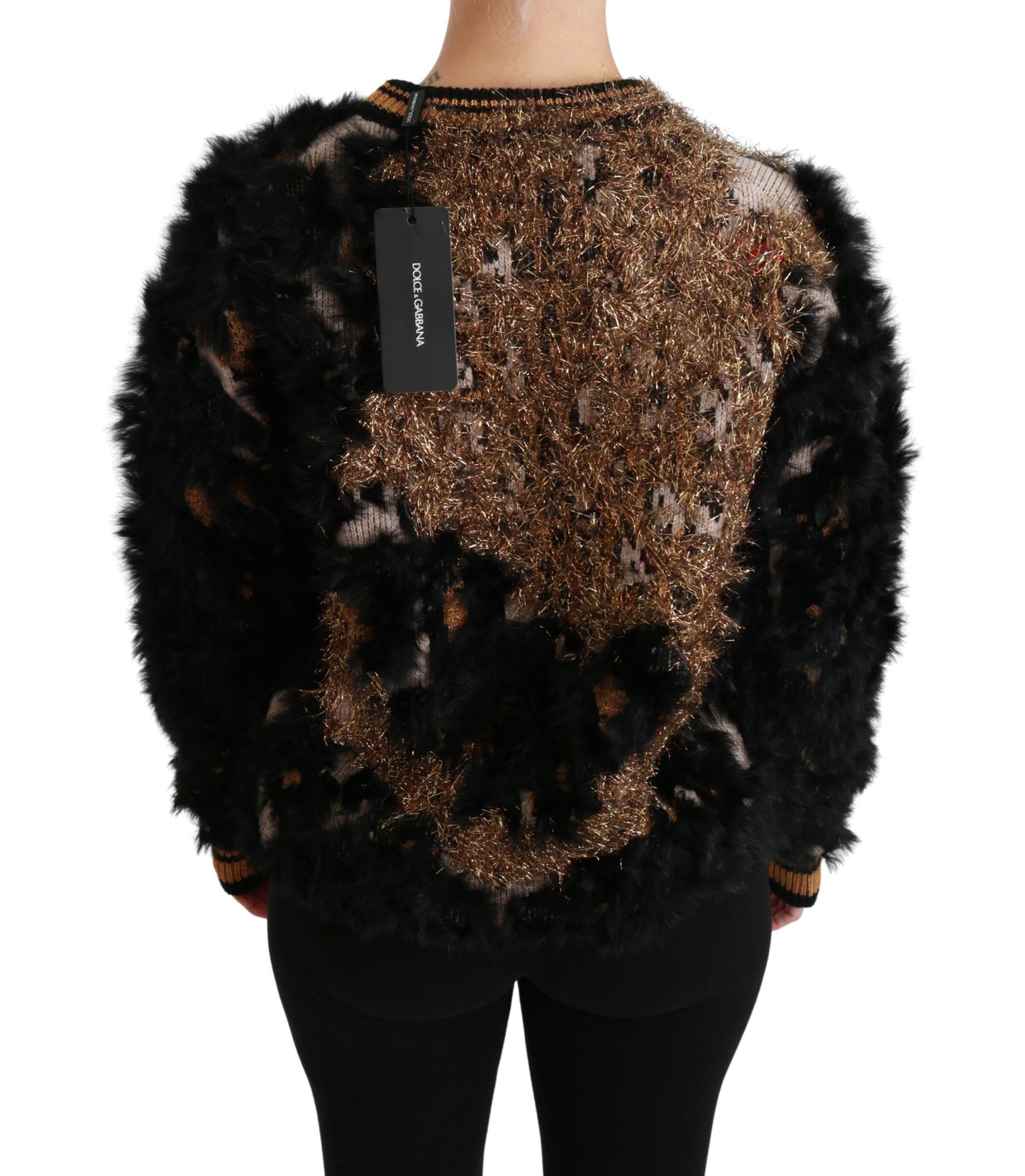 Dolce & Gabbana Elegant Leopard Motive Wool Blend Sweater