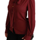 Dolce & Gabbana Elegant Maroon Silk Blend Polo Blouse