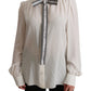 Dolce & Gabbana Elegant White Silk Blouse with Detachable Bow