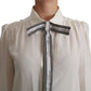 Dolce & Gabbana Elegant White Silk Blouse with Detachable Bow