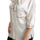 Dolce & Gabbana Elegant Beige Silk Blouse with Bow Scarf