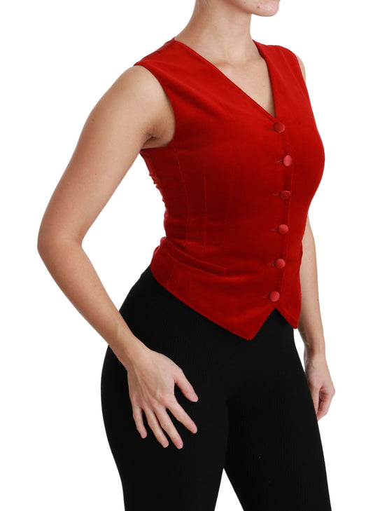 Dolce & Gabbana Elegant Red Sleeveless Silk Blend Vest