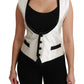 Dolce & Gabbana Elegant Silk Sleeveless Vest in Black & White