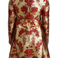 Dolce & Gabbana Elegant Gold Floral Brocade Trench Coat