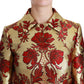 Dolce & Gabbana Elegant Gold Floral Brocade Trench Coat