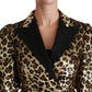 Dolce & Gabbana Gold Leopard Print Short Sleeve Blazer