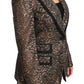 Dolce & Gabbana Elegant Gold Floral Lace Blazer Jacket