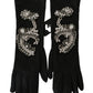 Dolce & Gabbana Elegant Crystal Embellished Black Gloves